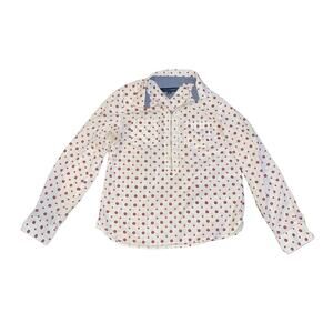 Tommy Hilfiger Long Sleeve 1/4 logo zip floral preppy academia size small Casual